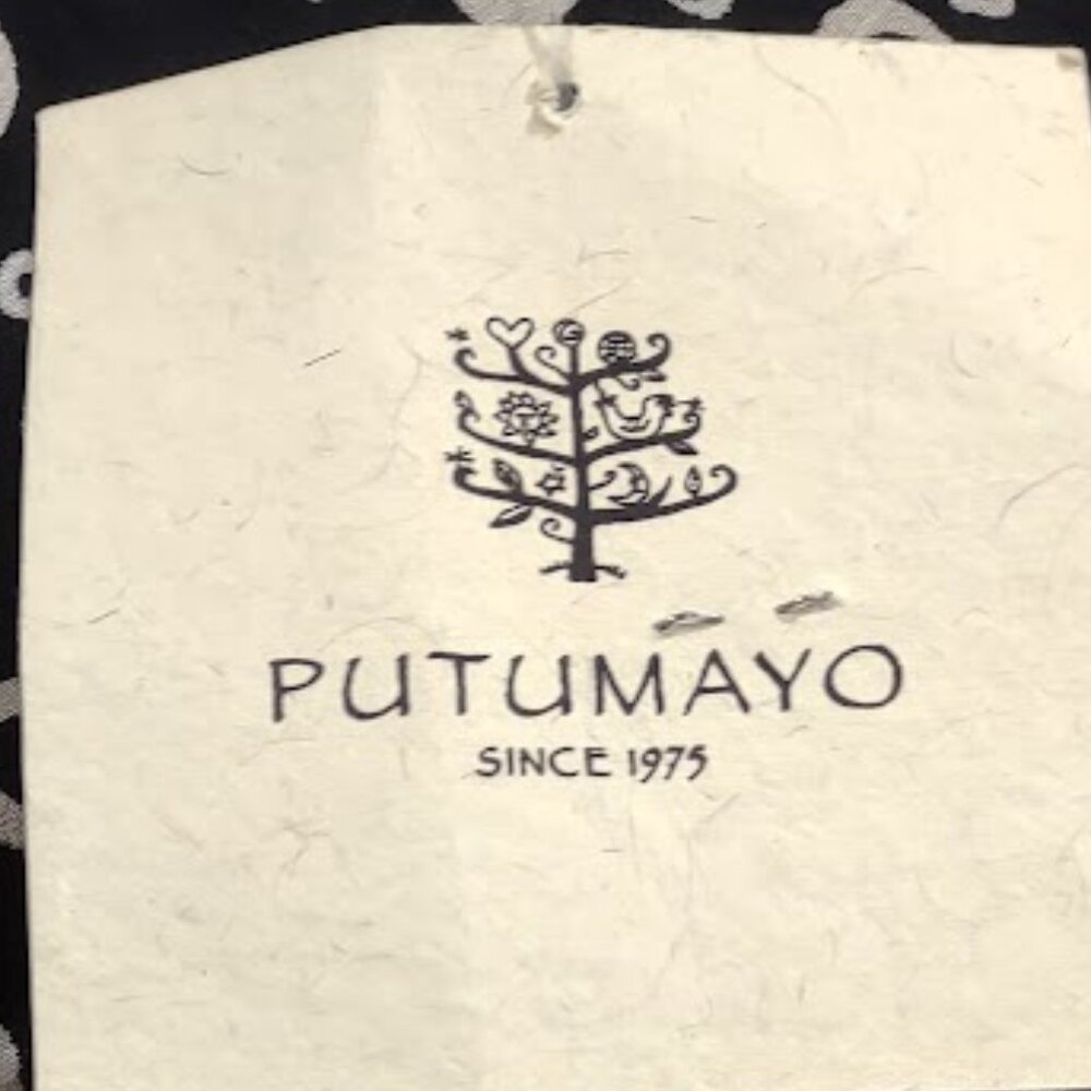PUTUMAYO NWT BLUE AND IVORY CIRCLES SPOTS GAUZY SHEER LINED ASYMMETRIC HEM L - Picture 9 of 13